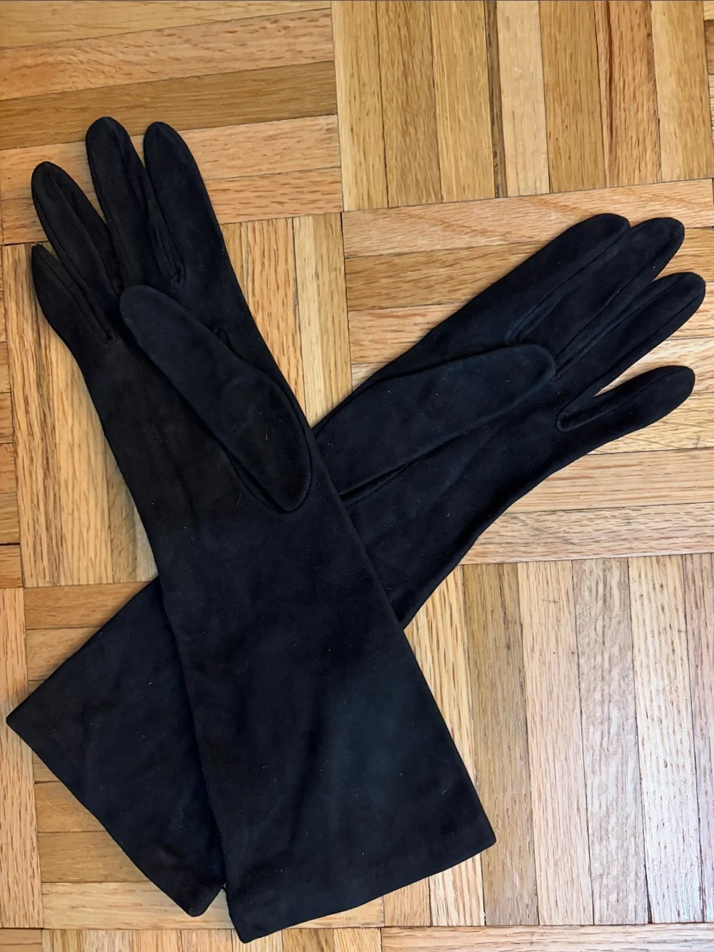 VTG Bergdorf Goodman Long Black Gloves Women's Size Medium UNWORN